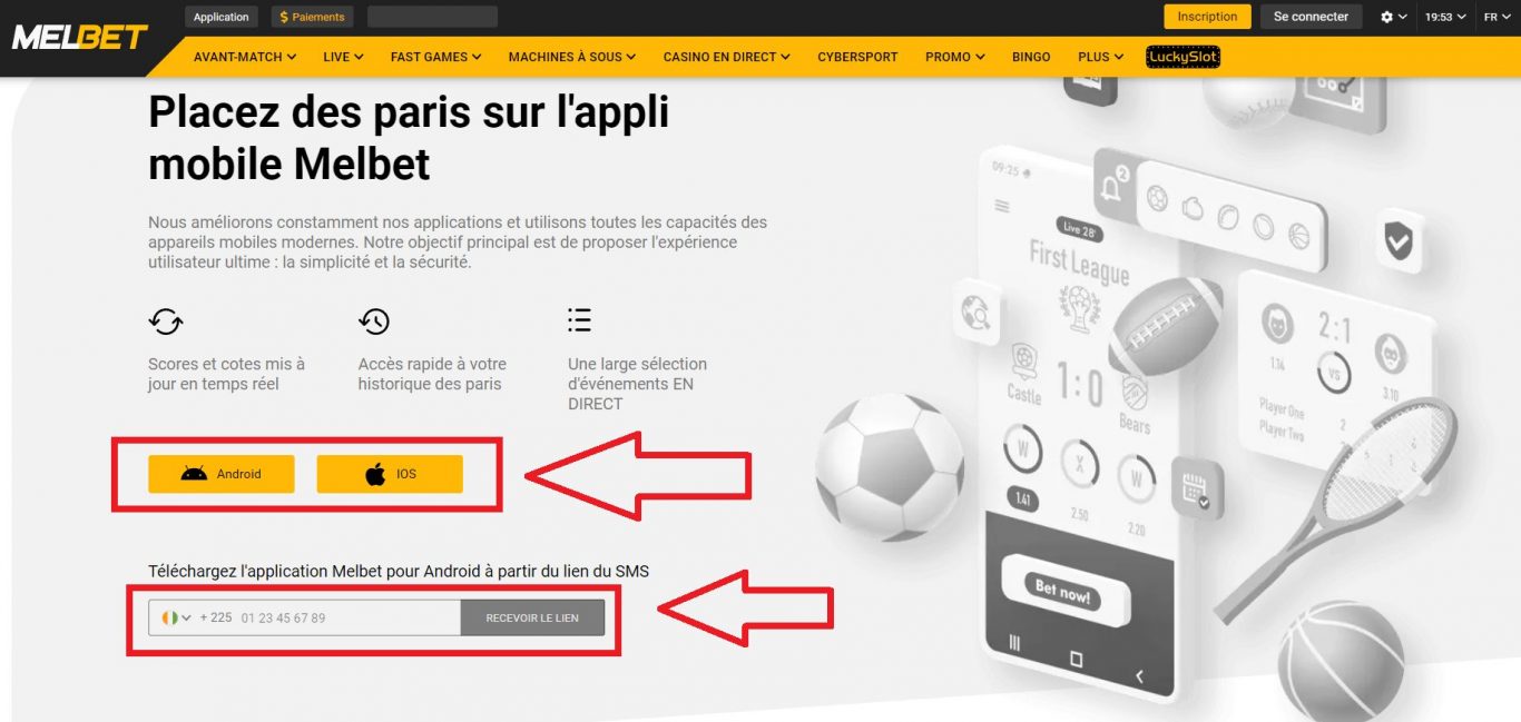Melbet app Cote d'Ivoire et site mobile
